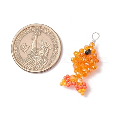 4個4色ファセットガラスペンダント  魚  銀銅線とシードビーズ付き  ミックスカラー  33x15x6.5mm  穴：3mm  1pc /カラー&nbsp;PALLOY-MZ00661