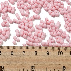 マカロンカラー不透明フロストガラスシードビーズ  ピーナッツ  ピンク  6x3x3mm  穴：1.2mm  約4000個/ポンド&nbsp;SEED-K009-12B-08