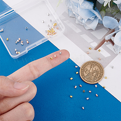 60個3色925スターリングシルバーチューブビーズ  チューブ  ミックスカラー  2x2mm  穴：1.6mm  20個/カラー&nbsp;FIND-PH0028-56