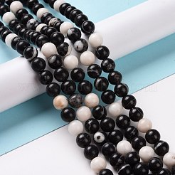 天然石ゼブラジャスパービーズ連売り  ラウンド  8mm  穴：1mm  約47個/連  15.55''（39.5センチメートル）&nbsp;G-E072-01B