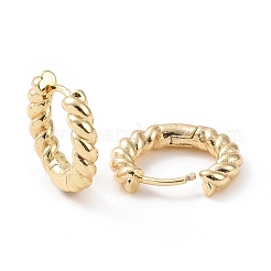 女性のための真鍮ツイストロープフープピアス  18KGP本金メッキ  17.5x19.5x4mm  ピン：1mm&nbsp;EJEW-A083-17G