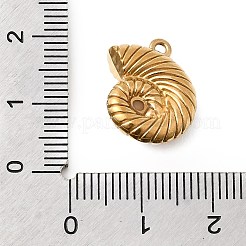 304ステンレススチールとABSプラスチック製のパールペンダント  巻き貝の形  イオンプレーティング（ip）  18KGP本金メッキ  17x14.5x7.5mm  穴：1.4mm&nbsp;STAS-G369-04G-02