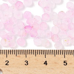 艶消しガラスビーズ  双円錐形  金箔  多面カット  パールピンク  4.5x3.5mm  穴：1mm  14個/ 10g&nbsp;X1-FGLA-D300-01D