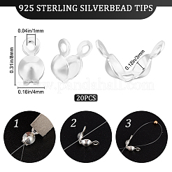 スターリングシルバーのボールチープ20個925個  カロット終了  クラムシェルノットカバー  銀  8x4mm  穴：1mm  内径：3mm&nbsp;STER-BBC0002-09