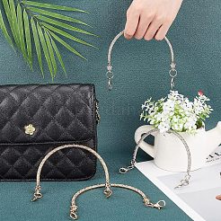 4個2色の鉄製バッグハンドル  カニカン付き  花柄ハーフラウンド  バッグアクセサリー用  ライトゴールド＆プラチナ  ミックスカラー  10.5x11.7x0.5cm  2個/カラー&nbsp;FIND-FH0001-96
