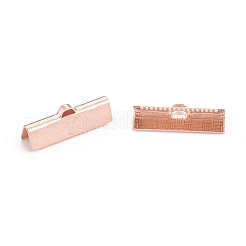 304ステンレススチールリボンカシメエンドパーツ  ローズゴールド  7x20x5mm  穴：1.4x0.5mm&nbsp;STAS-P249-29B-RG