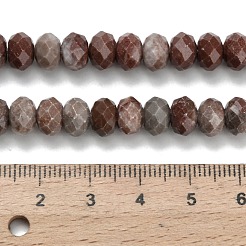 天然の赤いライン碧玉ビーズ連売り  多面カット  ロンデル  8x5.5mm  穴：1.2mm  約69個/連  15.16''（38.5センチメートル）&nbsp;G-Z111-A48