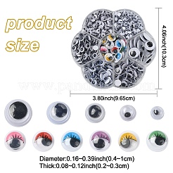743個の白黒プラスチックの小刻みに動く目のボタン  背面のラベルペースターと  diyスクラップブッキングクラフトおもちゃアクセサリー用  ミックスカラー  ボタン：743個/箱&nbsp;KY-YW0001-12