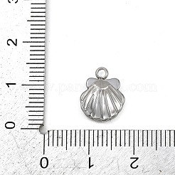 304ステンレススチールチャーム  貝殻の形のチャーム  ステンレス鋼色  12x10x2mm  穴：1.5mm&nbsp;LS-STAS-G363-05P