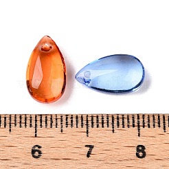 グラデーションカラーベーキングペイント透明ガラスビーズ  ティアドロップ  ミックスカラー  14x8x5mm  穴：1~1.2mm  約794個/500g&nbsp;DGLA-N005-07
