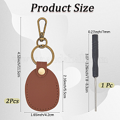 PUイミテーションレザーキーホルダー2個  1pc 鉄ドライバー付き  オーバル  プラチナ  ココナッツブラウン  11.5cm&nbsp;AJEW-CL0001-55A