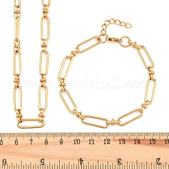 304ステンレススチールペーパークリップチェーンブレスレット＆ネックレスジュエリーセット  カニカン付き  イオンプレーティング（ip）  18KGP本金メッキ  565mm&nbsp;SJEW-L199-02G