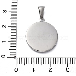 304ステンレスペンダント  スターチャーム付きフラットラウンド  変色防止  ステンレス鋼色  23x20x3mm  穴：7x3.5mm&nbsp;STAS-U043-08P