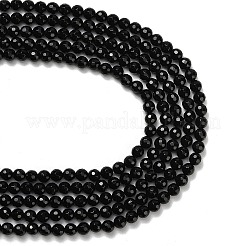 ナチュラルブラックオニキスビーズ連売り  多面カット  ラウンド  染め＆加熱  6mm  穴：0.9mm  約63~64個/連  15.16~15.28''（38.5~38.8センチメートル）&nbsp;X-G-C280-B01-6mm