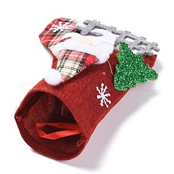 クリスマスの靴下をぶら下げ布  チェック柄  キャンディーギフトバッグ  クリスマスツリーの装飾用  サンタクロースとスノーフレーク  レッド  220x160x18mm&nbsp;HJEW-B003-12