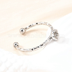 女性用304ステンレススチールカフリング  花  ステンレス鋼色  5x5mm&nbsp;RJEW-H250-01P