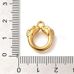 イオンプレーティング（IP）304ステンレスペンダント  ダブルドラゴンチャーム  18KGP本金メッキ  17x15.5x4.5mm  穴：2.2mm&nbsp;STAS-I321-02G