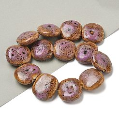 手作り陶器ビーズ連売り  ブロック  スミレ  26.5~27x30x10~11.5mm  穴：1.2~2mm  約12~13個/連  12.60~13.78''（32~35センチメートル）&nbsp;PORC-B002-16B