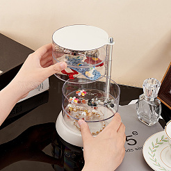 4層コラムPVC回転ジュエリーオーガナイザーボックス  ネックレス用ジュエリーホルダー  リング  ピアス  小物収納  透明  13.6x17.8cm&nbsp;CON-WH0089-02B