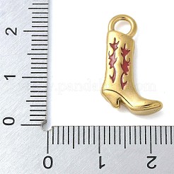 304ステンレススチールエナメルペンダント  ブーツチャーム  18KGP本金メッキ  レッド  21.5x12.5x4mm  穴：2.8x3mm&nbsp;STAS-L277-06G-01