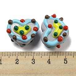 手描きのアクリルとエナメルビーズ  ハート  ライトグレー  15~18.5x19
~21x10~15mm  穴：2.2mm&nbsp;MACR-D031-06F