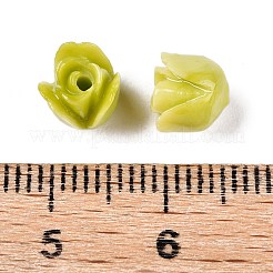 合成サンゴビーズ  染め  ツートン  ローズ  黄緑  7x7mm  穴：1.2mm.&nbsp;CORA-R017-02A