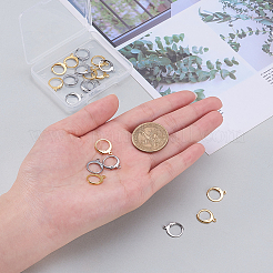304ステンレススチールフレンチフックピアス金具  カン付き  プラチナ·ゴールデン  14.5x12.5x2mm  穴：1.2mm  10個/カラー  2色  20個/箱&nbsp;STAS-CJ0001-50