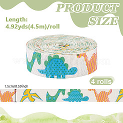 コットンプリントリボン  洋服アクセサリー用  カラフル  5/8インチ（15mm）  約4.92ヤード（4.5m）/ロール&nbsp;OCOR-WH0110-37A