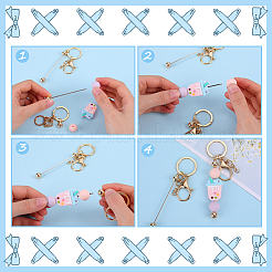 DIY合金バービーズキーホルダー作りキット  ライトゴールド  8.7x1cm&nbsp;DIY-SC0024-54KCG