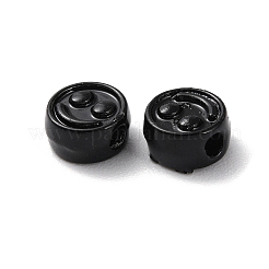 塗装合金ビーズをスプレー  笑顔とフラットラウンド  ブラック  7.5x4mm  穴：2mm&nbsp;PALLOY-M215-16A