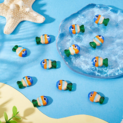12個の手作りランプワークビーズ  魚  ブルー  20~21x12~13x7.5~9.5mm  穴：1.5~1.6x1.5~2.5mm&nbsp;LAMP-TA0001-74A