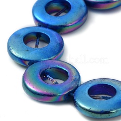 天然淡水貝殻染めビーズ連売り  ABカラー  ドーナツ  ドジャーブルー  15x2.5mm  穴：0.5mm  約25~26個/連  15.16''~15.28''（38.5~38.8センチメートル）&nbsp;BSHE-P033-01C