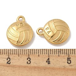 イオンプレーティング（IP）304ステンレスペンダント  バレーボールの魅力  18KGP本金メッキ  17.5x14x4.5mm  穴：1.8mm&nbsp;STAS-Q334-12G-03