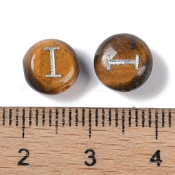天然石タイガーアイビーズ  レター  文字I  8.5~9x5~5.5mm  穴：1.2mm&nbsp;G-L524-20I-02