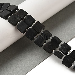 天然ブラックストーンビーズ連売り  正方形  シードビーズで  10~10.5x10~10.5x5~5.5mm  穴：1.6mm  約32個/連  15.16~15.35インチ（38.5~39cm）&nbsp;G-L596-A11-01
