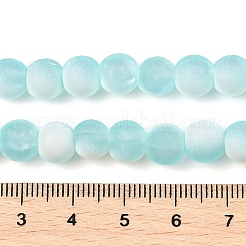 つや消しクラックルガラスビーズ連売り  ロンデル  淡いターコイズ  6x5.5mm  穴：1mm  約145個/連  31.10''（79センチメートル）&nbsp;GLAA-U001-6mm-M08
