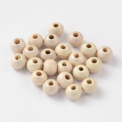 丸い未完成の木製ビーズ  天然木製ルースビーズスペーサービーズ  無鉛の  レモンシフォン  5~6x4~5mm  穴：2~3mm  約300個/20g&nbsp;X-WOOD-Q017-6mm-06-LF