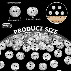 アクリルラインストーンボタン  2穴  多面カット  フラットラウンド  クリスタル  13x3.5mm  穴：1.6mm&nbsp;BUTT-PH0001-01