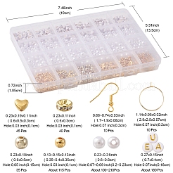 DIYイヤリング作り探しキット  ABS プラスチック模造パール & アクリル文字 & CCB プラスチックラウンド & 合金ハートビーズを含む  アイアン製ピアスフック  316サージカルステンレススチールワイングラスチャームリング  ホワイト  790個/箱&nbsp;DIY-FS0004-79