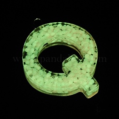 蓄光樹脂チャーム  暗闇で光る  プラチナメッキループ付き  文字L  文字Q  21x19x5.5mm  穴：1.8mm&nbsp;X1-RESI-I059-Q01