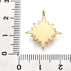 316サージカルステンレスペンダント  丸カンとクリスタルラインストーン付き  スター  ゴールドカラー  22x18.7x2.5mm  穴：4mm&nbsp;STAS-I164-029G