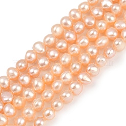 天然養殖淡水パールビーズ連売り  研磨両側  グレード4a+  桃パフ  5~5.5mm  穴：0.6mm  約66個/連  13.66~13.86''（35.2センチメートル）&nbsp;PEAR-P064-19E-08C