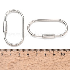 真鍮製のロックカラビナ  オーバル  カドミウムフリー＆鉛フリー  18KGP本金メッキ  プラチナ  49x24x2.7mm  穴：15mm&nbsp;KK-CBAB1AF-10P