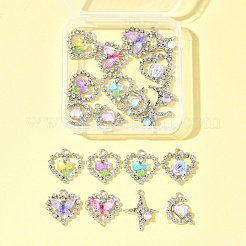 20個8スタイルプラチナ合金ガラスペンダント  樹脂と  蝶と星と花  ミックスカラー  19~25x17~21x4~5.5mm  穴：1.4~2.3mm&nbsp;FIND-FS0003-78