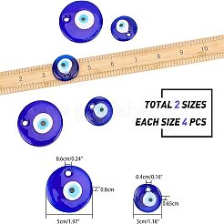 手作りナザールボンジュウランプワークペンダント  ダークブルー  30~54x6.5~10mm  穴：4~6mm  8個/箱&nbsp;LAMP-NB0001-15