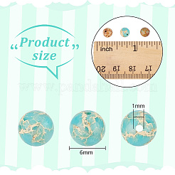 ナチュラルインペリアルジャスパービーズ連売り  ラウンド  染め  ライトブルー  6mm  穴：1mm  約62個/連  15インチ  3連売り/ボックス&nbsp;G-OC0004-92B