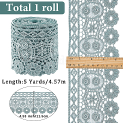 5ヤードポリエステルリボン  刺繍レース付き  アクア  4-1/2インチ（115mm）&nbsp;OCOR-GF0005-26C