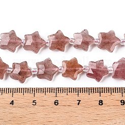 天然石ストロベリークォーツビーズ連売り  シードビーズで  多面カットスター  9~11x9~11x4~4.5mm  穴：1mm  約16個/連  0.7~7.28''（17.5~18.5センチメートル）  ビーズ：直径3mm  厚さ2mm  穴：0.7~0.9mm&nbsp;G-T138-183