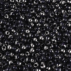 内側が透明な色のガラスシードビーズ  ラウンド  ブラック  4x3mm  穴：1.4~1.5mm  約：7500個/ 450 G&nbsp;SEED-T007-19A-01
