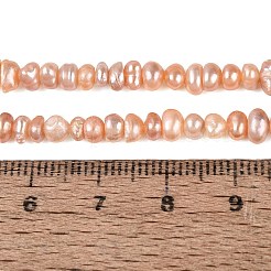 天然養殖淡水パール ビーズ 連  フラットラウンド  砂茶色  3~6.5x3~6.5x1.5~4mm  穴：0.6mm  約126~134個/連  13.58~13.98インチ（34.5~35.5cm）&nbsp;PEAR-N015-04C-01B